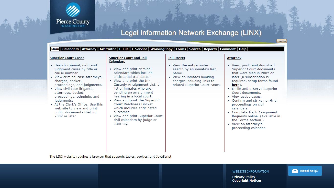 LINX - Pierce County Legal Information Network eXchange
